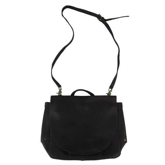 Gabahn Unisex Adults Brown Leather Zipper Pockets Adjustable Strap Crossbody Bag